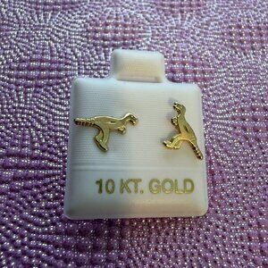 10k gold dinosaur stud screwback earrings